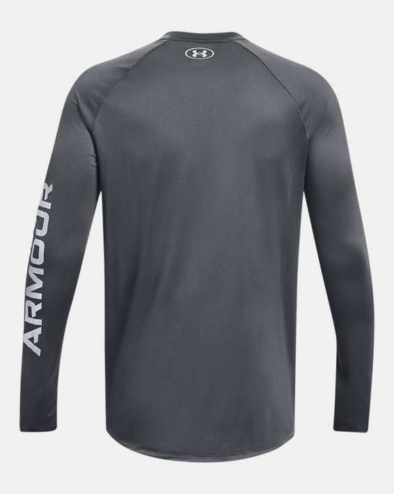 เสื้อแขนยาว UA Tech™ Print Fill สำหรับผู้ชาย in Gray image number 5